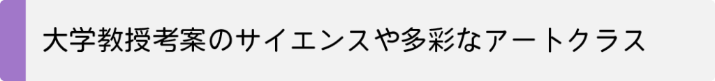 大学教授考案のサイエンスや多彩なアートクラス